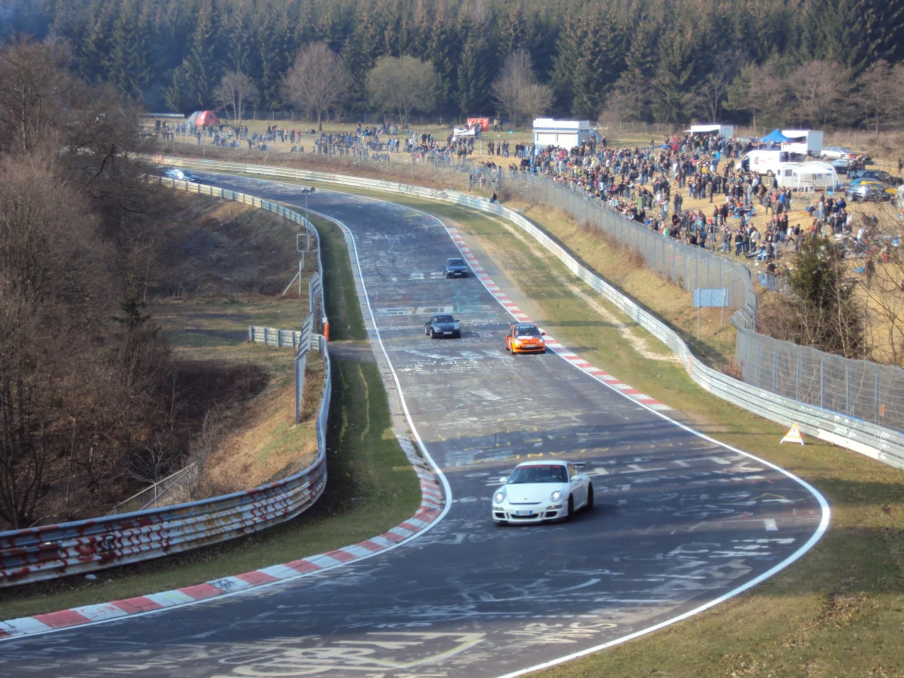 Porsche through the Caracciola-Karussell on the Nordschleife