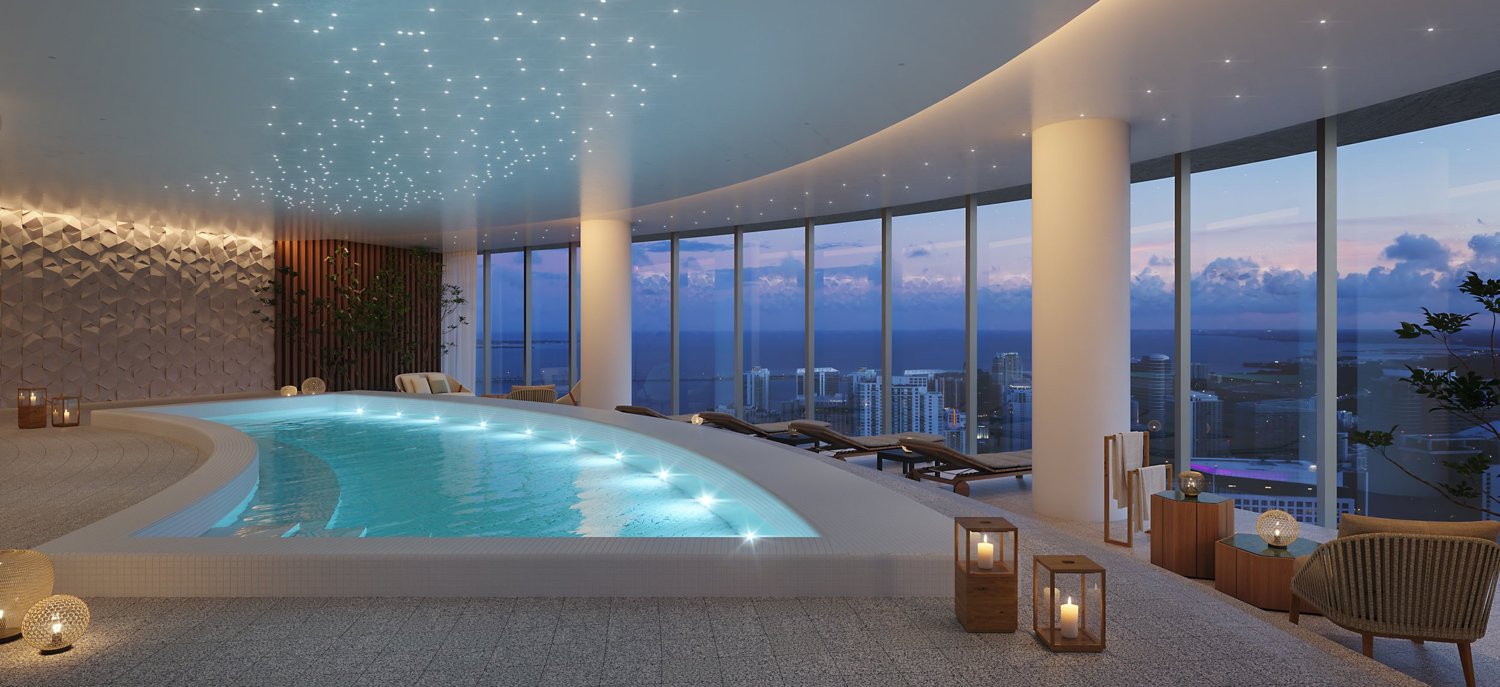 Aston Martin Residences: Spa y piscina interior, bajo un techo estrellado