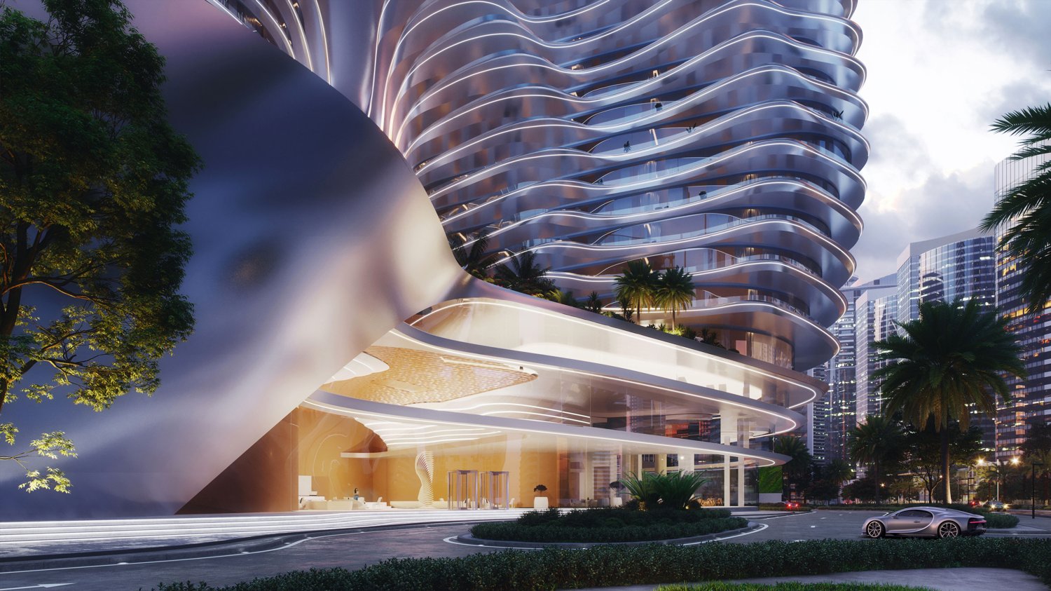 Bugatti Residences: Подъезд для автомобилей, построенный для Bugatti