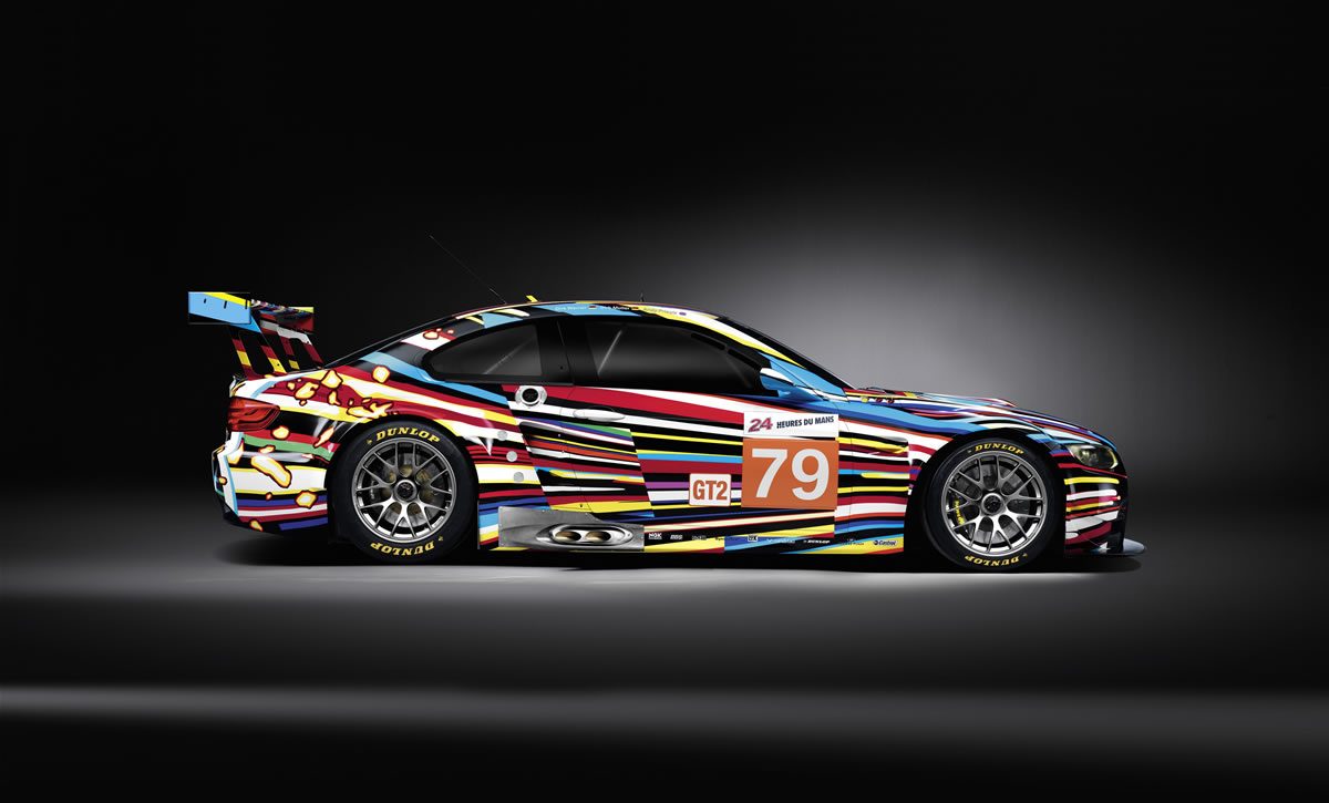 Jeff Koons BMW M3 GT2 Art Car #17 (2010), front three-quarter view