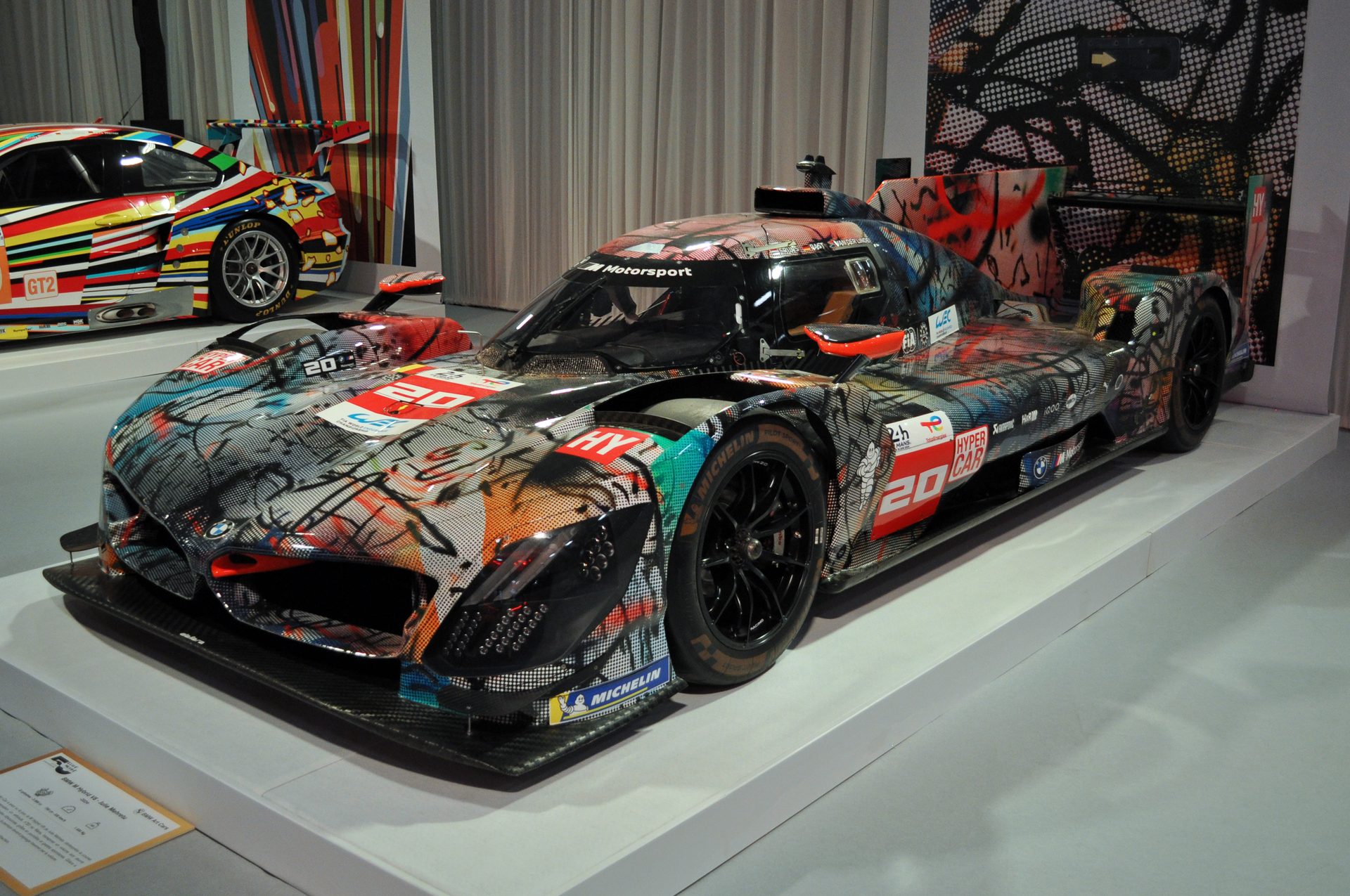 Julie Mehretu BMW M Hybrid V8 Art Car #20 (2024), front three-quarter view